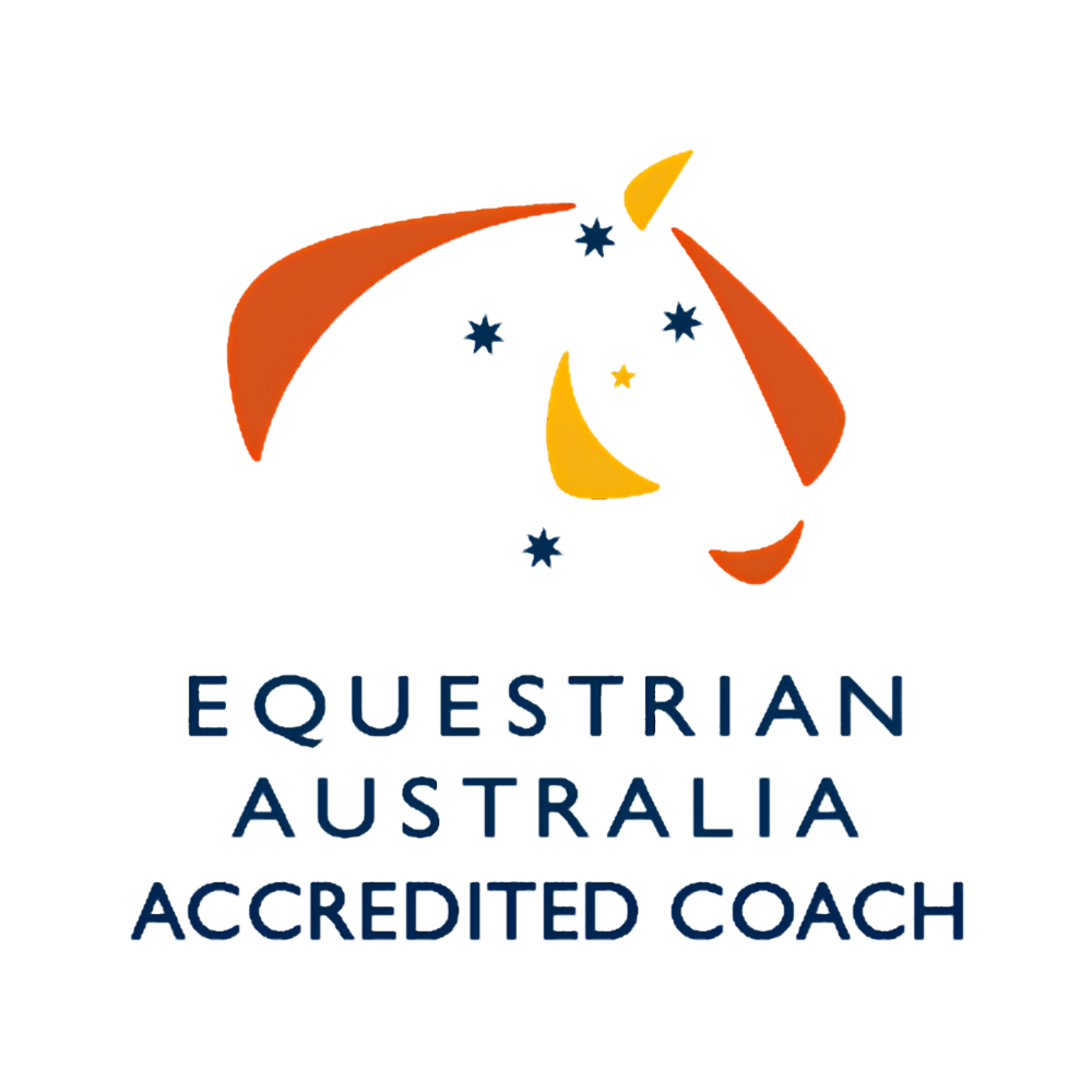 Equestrian Australia Accredited Coach logo with horse and stars.