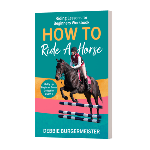Book cover featuring a rider on a jumping horse, with the title 'How to Ride a Horse' by Debbie Burgermeister.