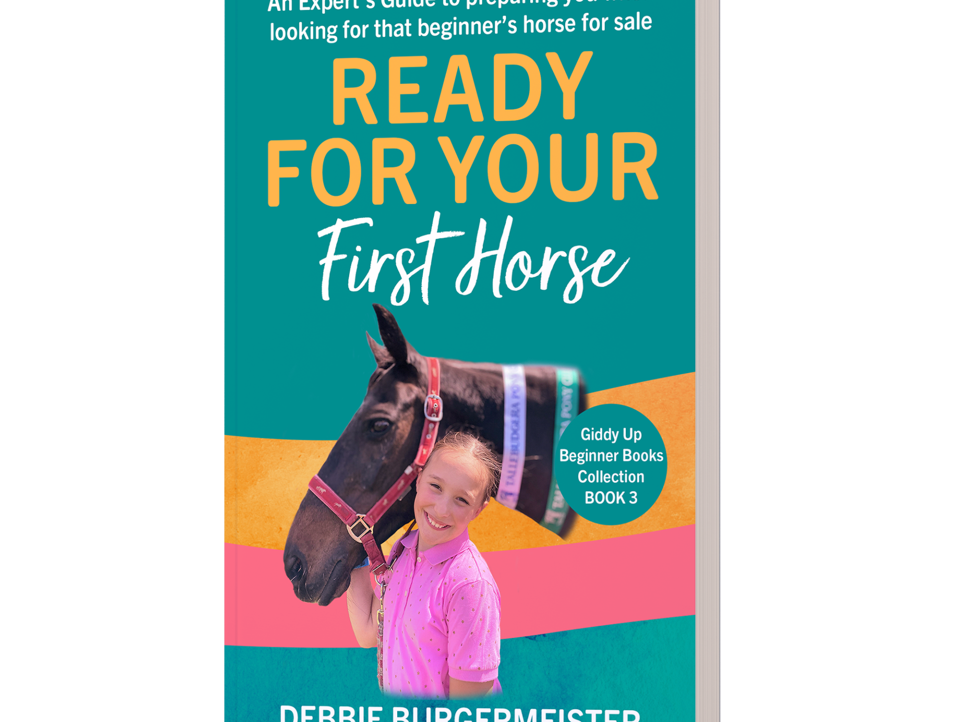Book cover titled 'Ready For Your First Horse' with child and horse image.