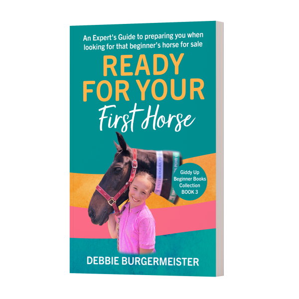 Book cover titled 'Ready For Your First Horse' with child and horse image.