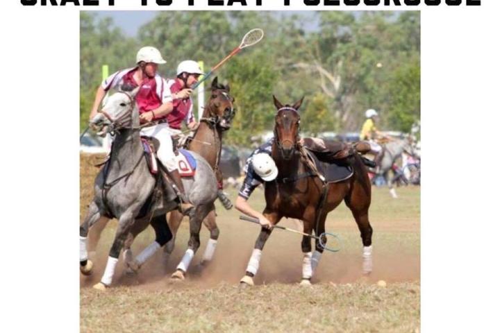 a group of people riding on the back of a horse