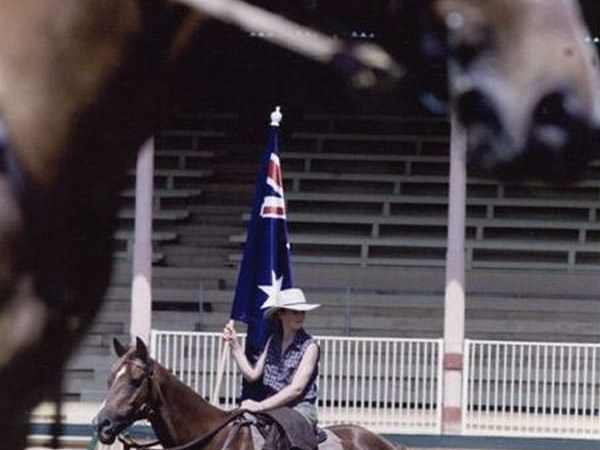 a person riding a horse