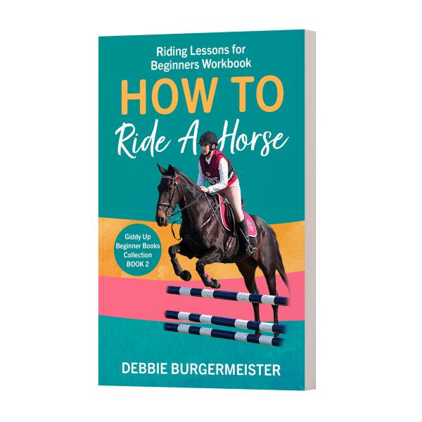 Book cover featuring a rider on a jumping horse, with the title 'How to Ride a Horse' by Debbie Burgermeister.
